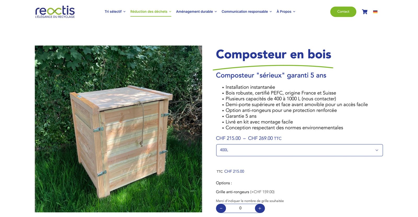 Boutique en ligne du site internet de Reactis
