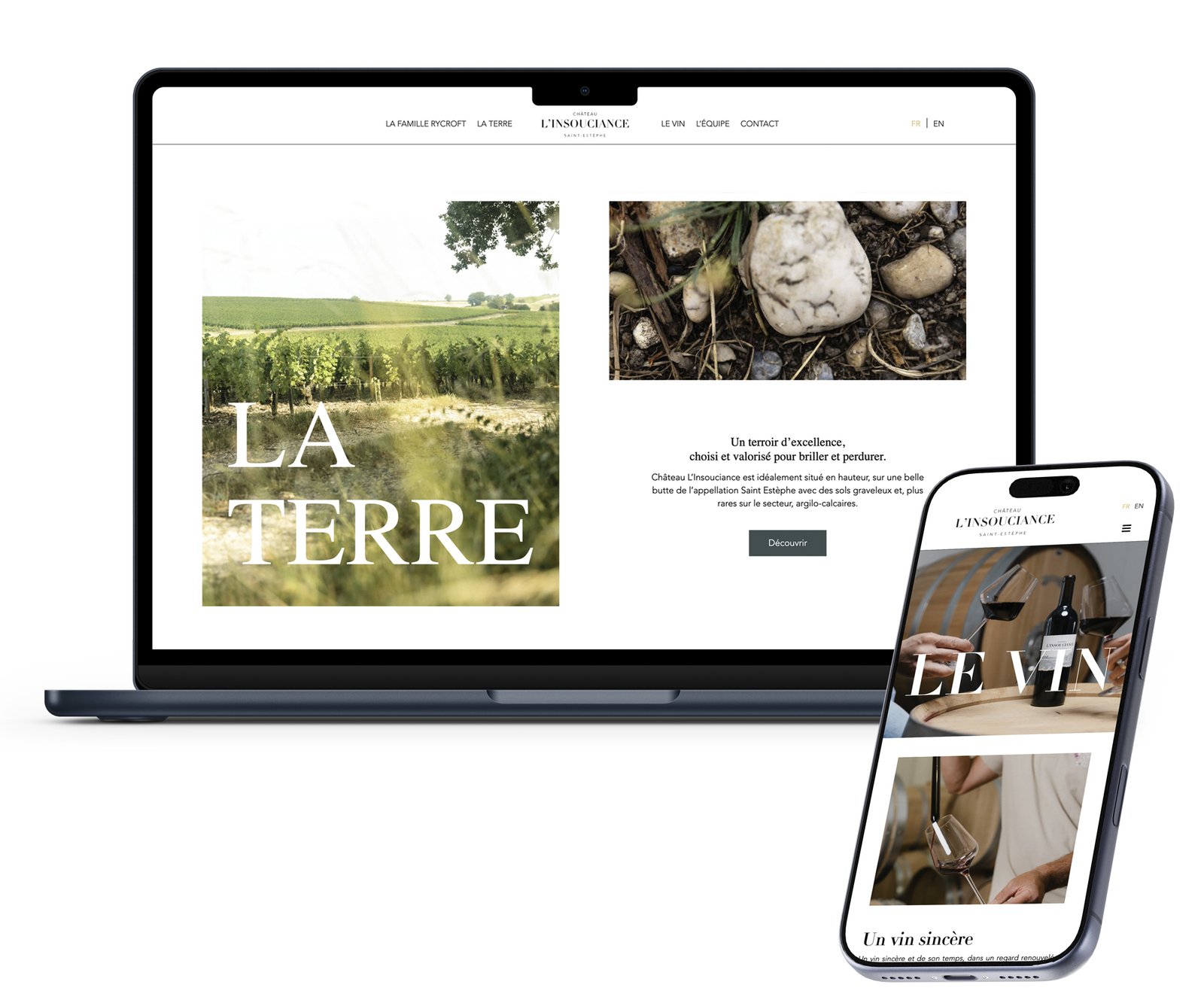 Mockup du site internet du Château l’Insouciance
