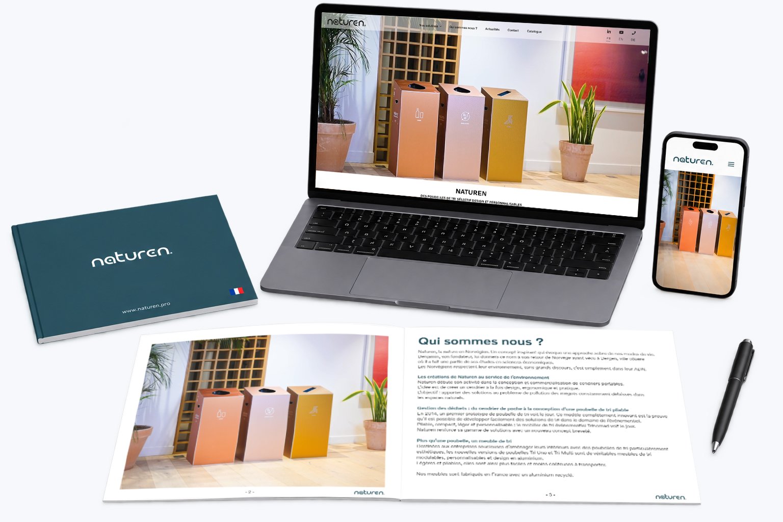 Mockup du site internet et du catalogue Naturen