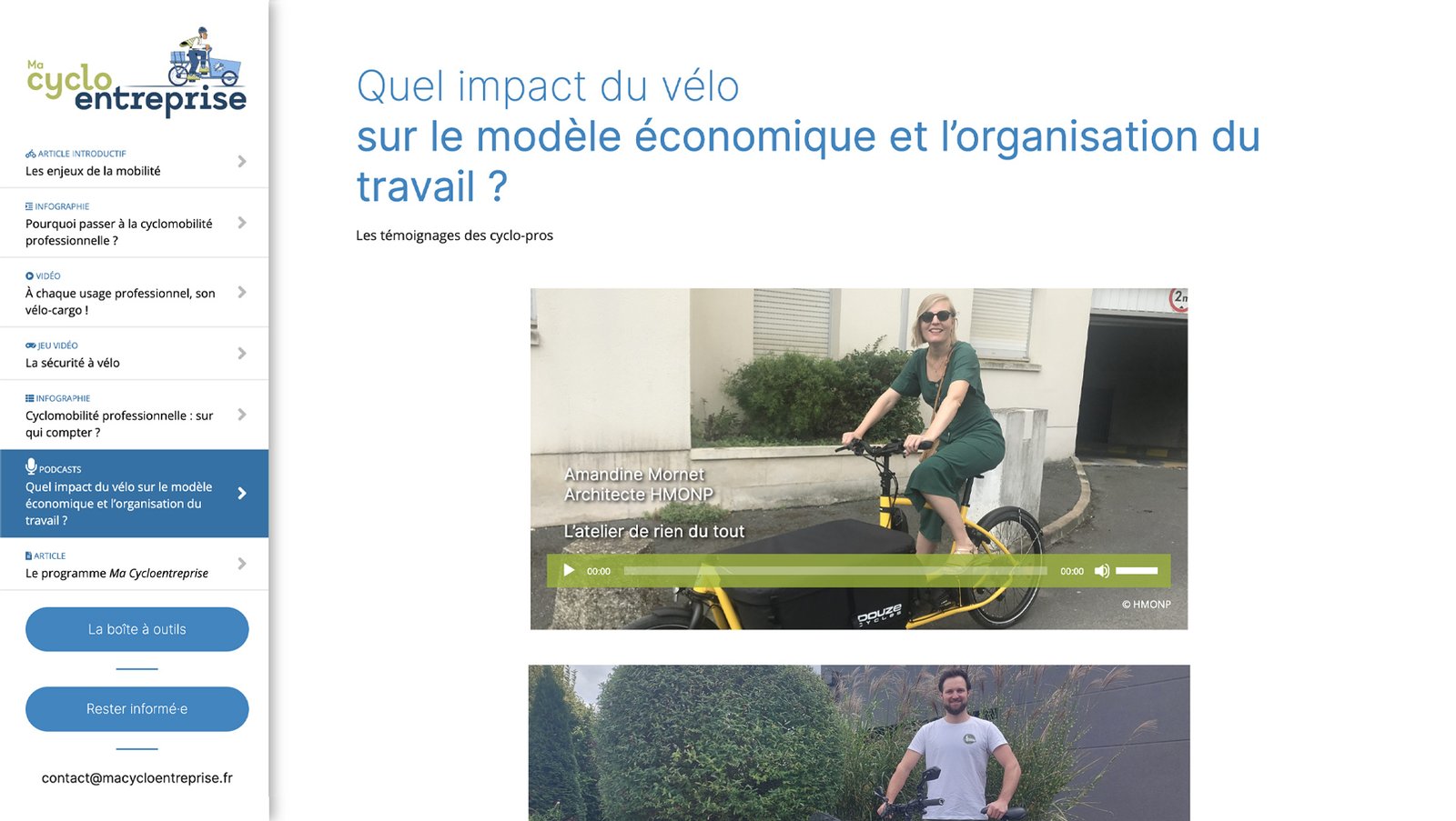 Lecteur de podcasts intégré à la mini-application Ma Cyclo Entreprise