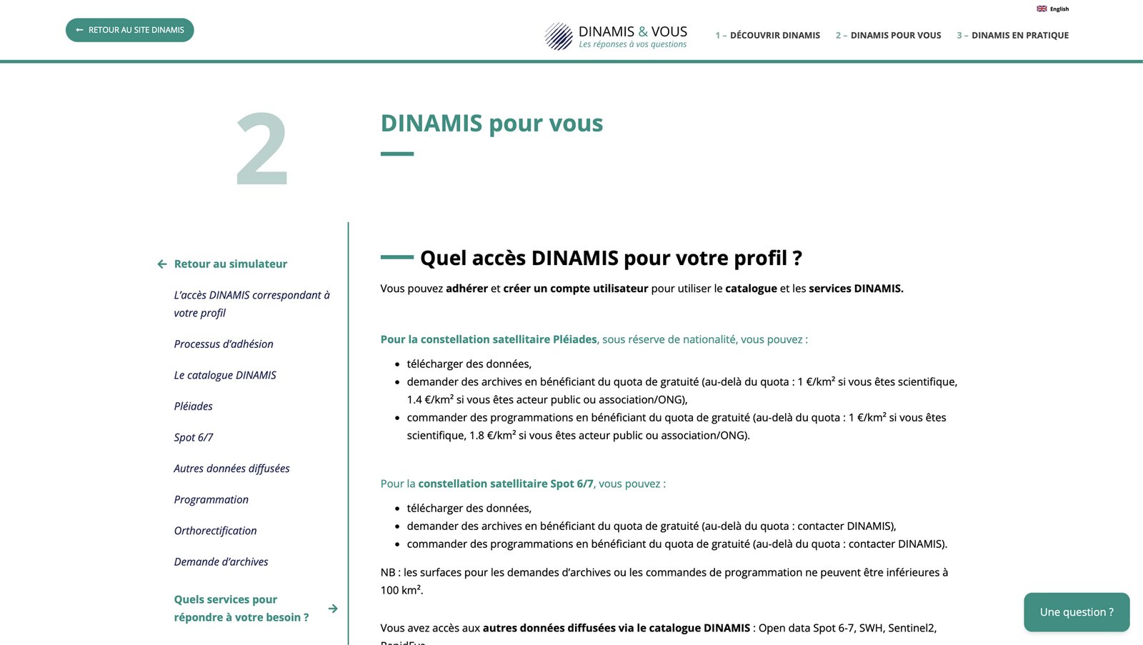 Résultat simulateur de profil – Dinamis Résultat du simulateur interactif permettant de déterminer le profil utilisateur sur le site Dinamis