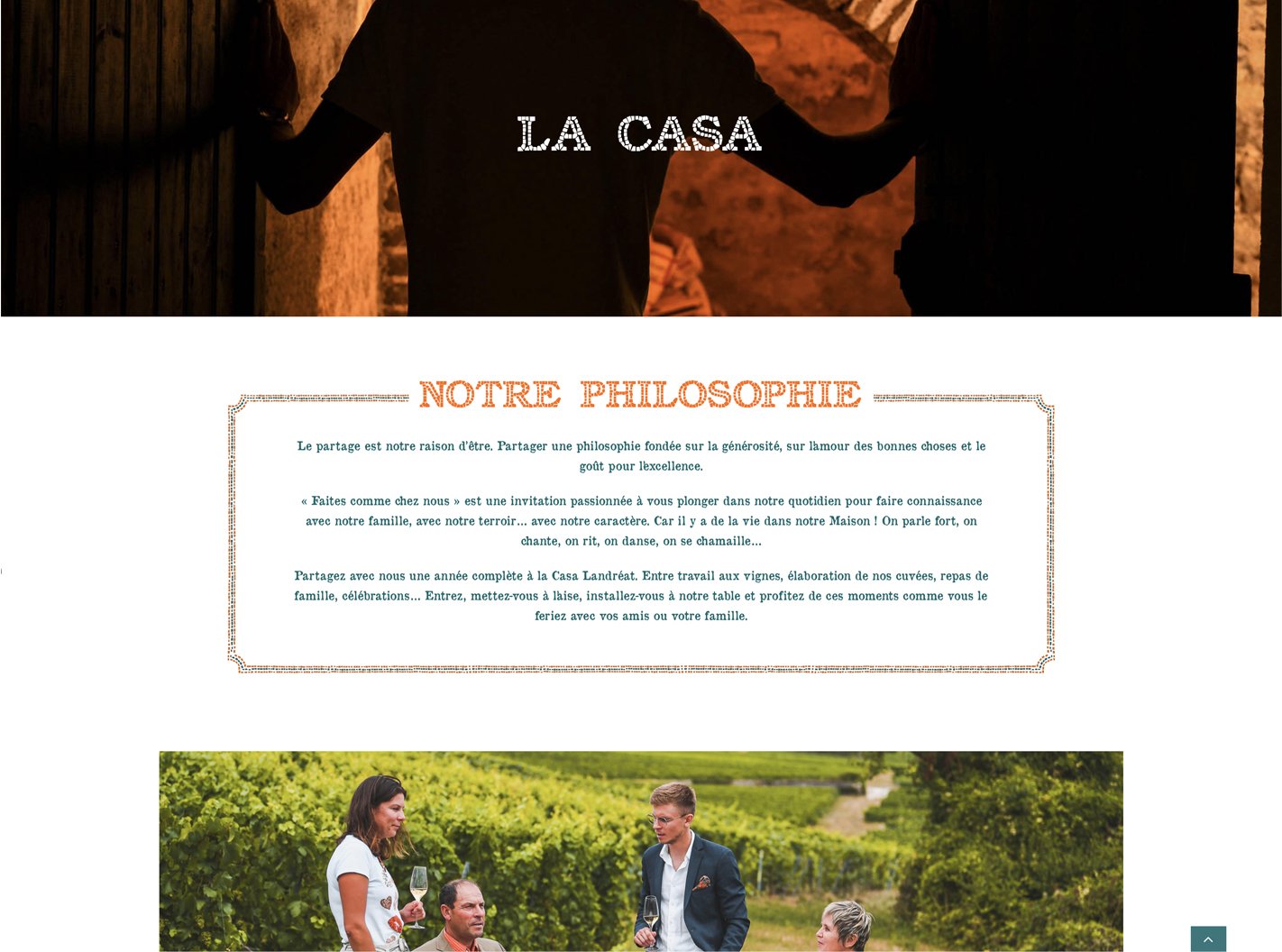 Page du site internet du Champagne Landréat présentant le domaine
