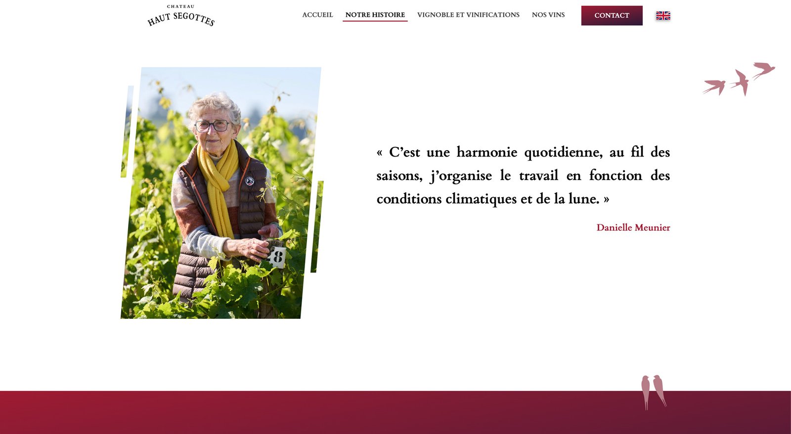 Site internet – Histoire du Château Haut Segottes Page du site internet présentant l'histoire du Château Haut Segottes