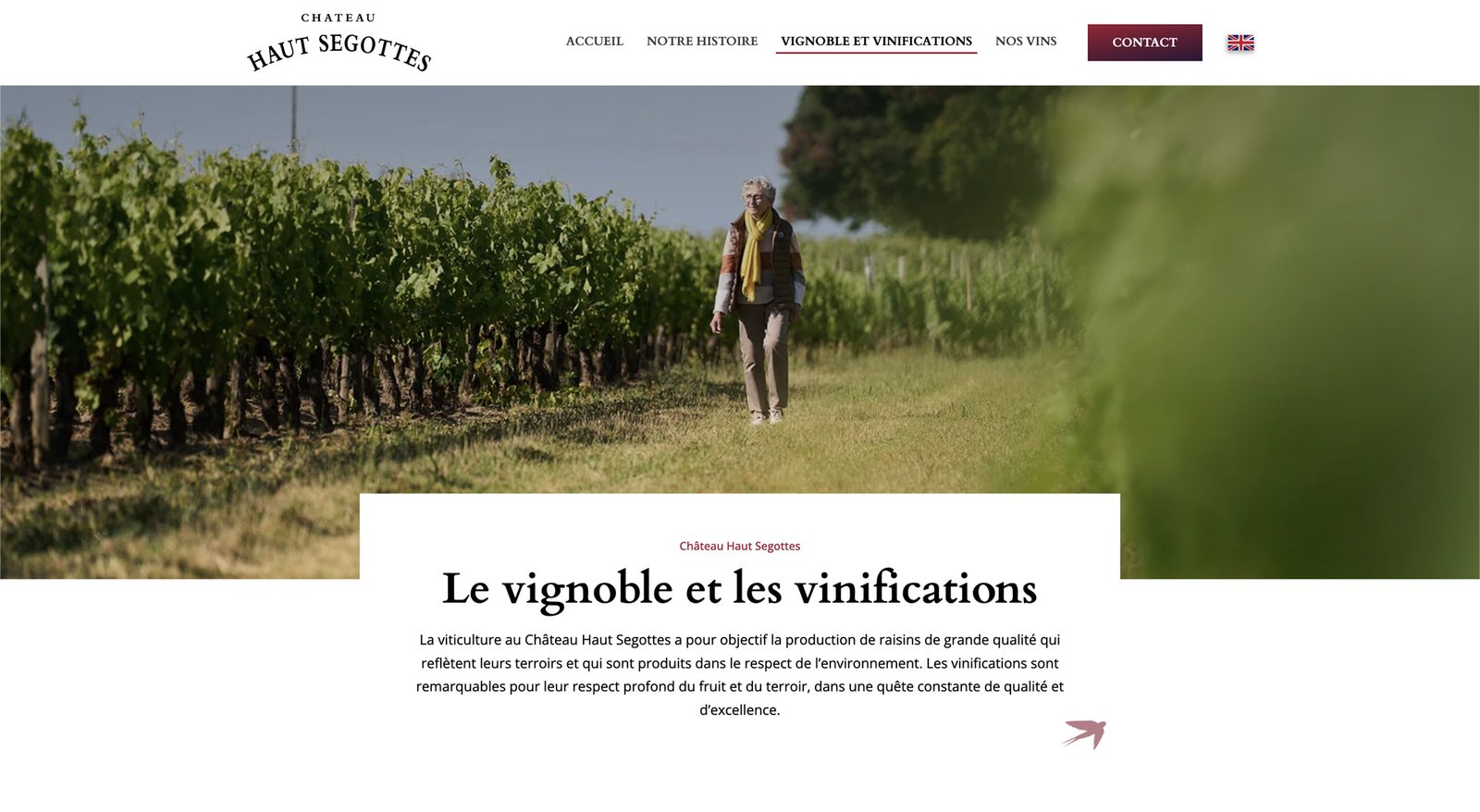 Site internet – Vignoble du Château Haut Segottes Page du site internet présentant le vignoble du Château Haut Segottes