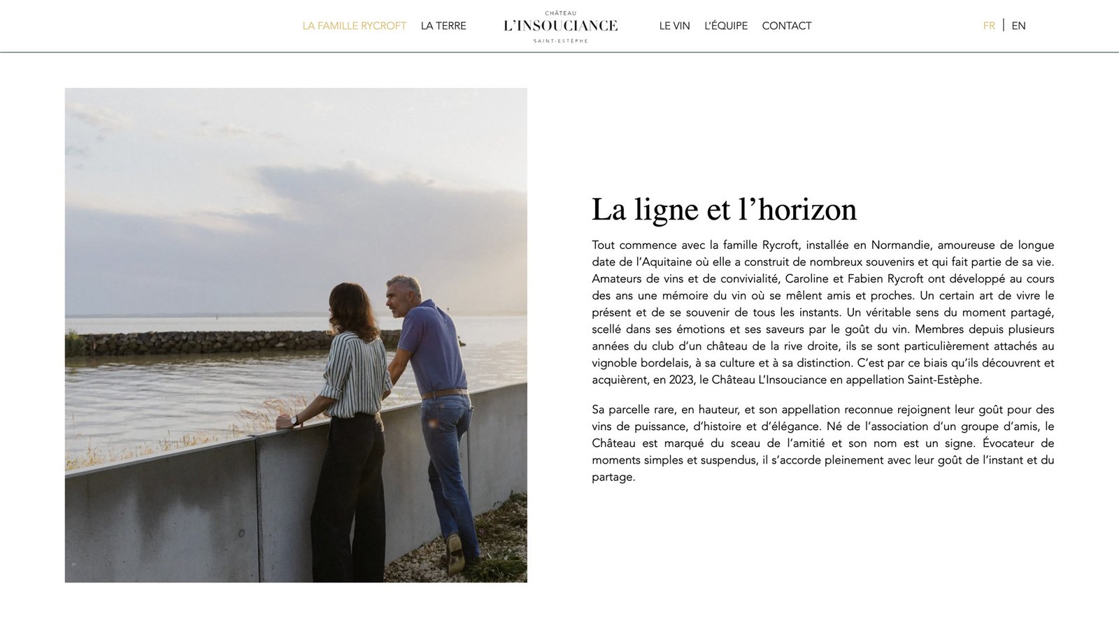 Page du site internet présentant la famille Rycroft, propriétaire du Château l’Insouciance