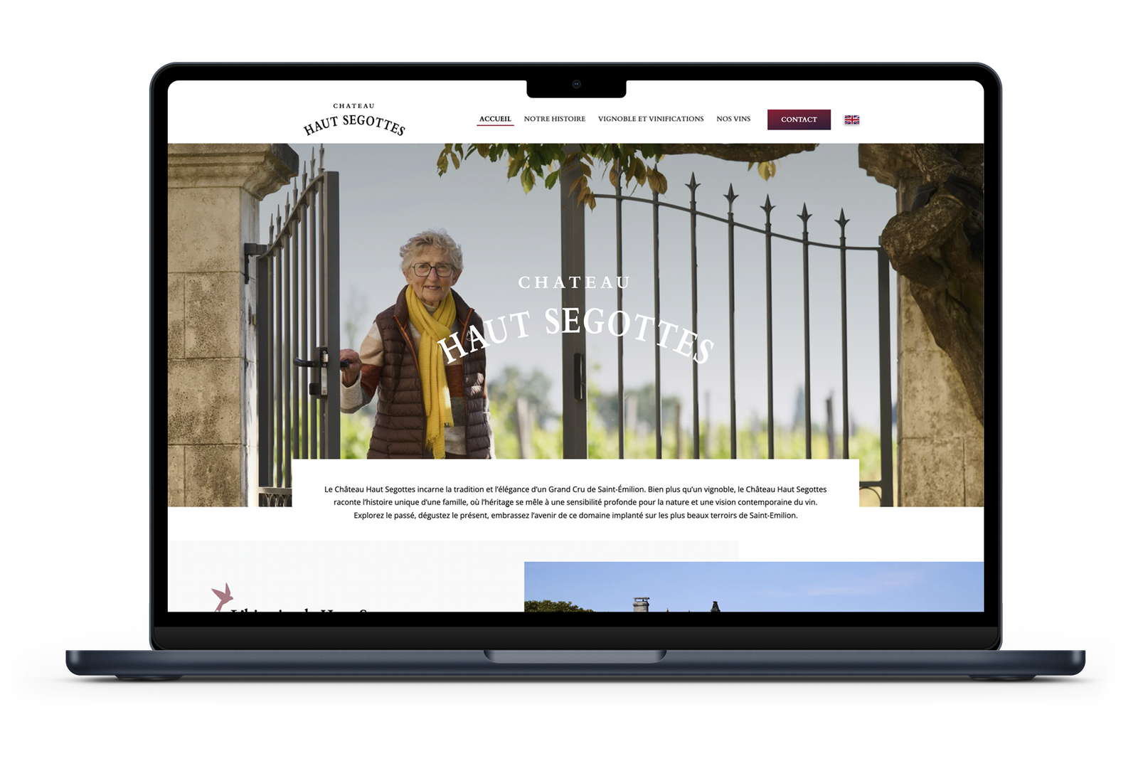 Site internet – Château Haut Segottes Page d'accueil du site internet du Château Haut Segottes