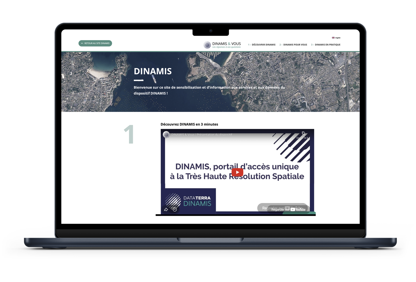 Site internet – Dinamis Page d'accueil du site internet de Dinamis