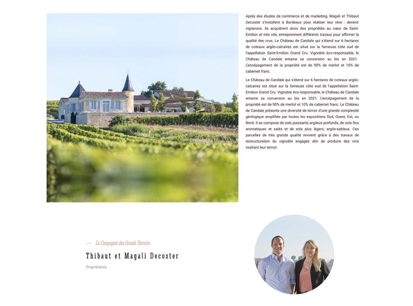 Page présentant le Château de Candale de La Compagnie des Grands Terroirs Page présentant le Château de Candale de La Compagnie des Grands Terroirs