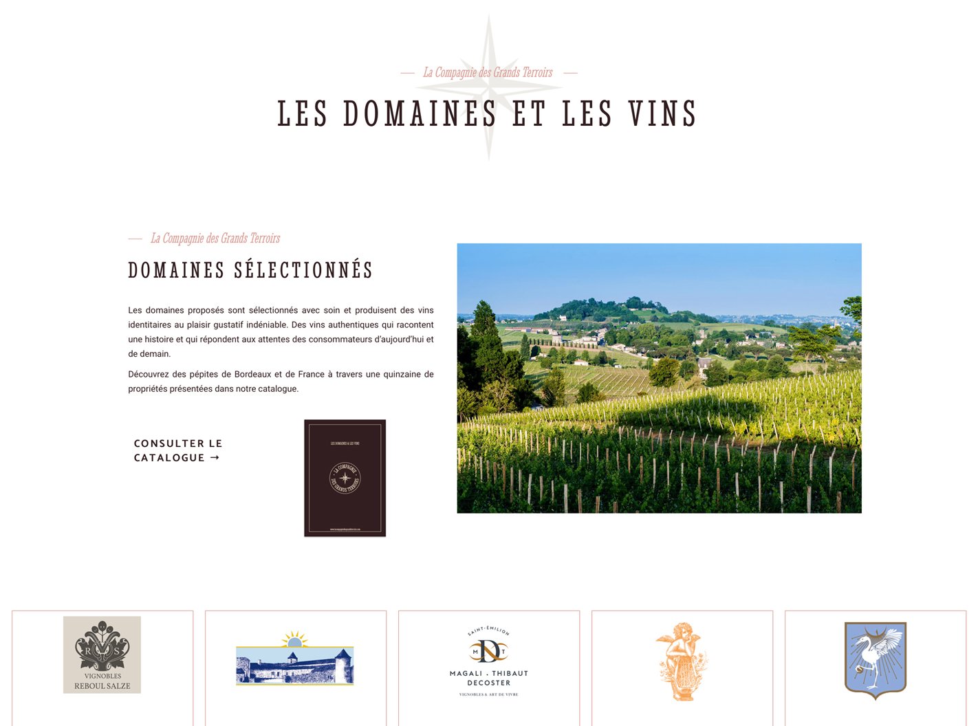 Page présentant les domaines de La Compagnie des Grands Terroirs Page présentant les domaines de La Compagnie des Grands Terroirs
