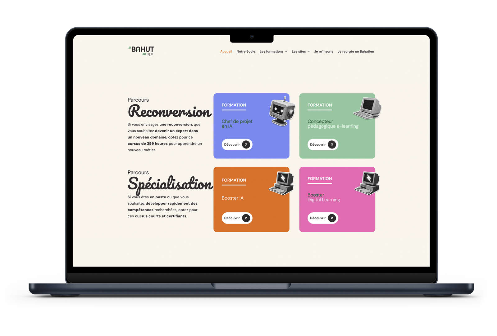 Site internet – Le Bahut Page du site internet de l'école Le Bahut