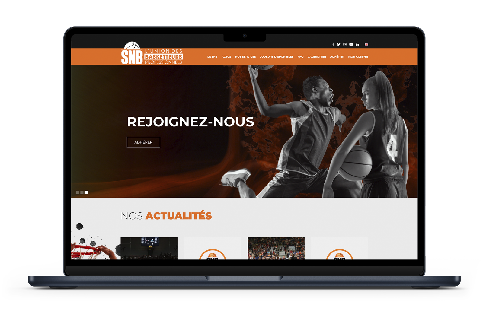 Page d'accueil du site du Syndicat National des Basketteurs