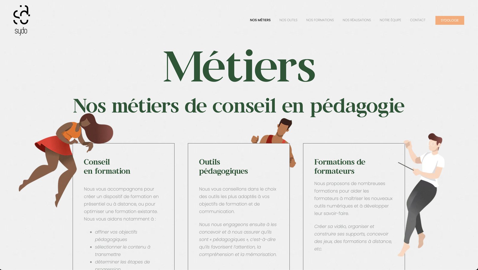 Site internet Sydo – Métiers Page Métiers du site internet de Sydo